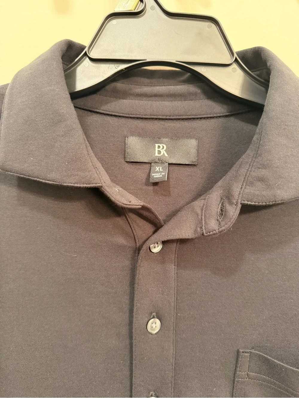 Banana Republic Men's Long-Sleeve Polo Shirt with Pocket - Black